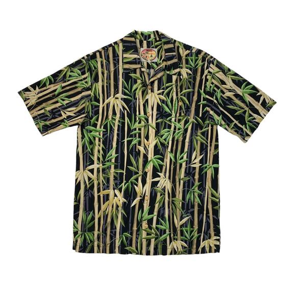 Vintage Newt At The Royal Shirt Men S Small Black Bamboo Hawaiian Island Aloha - Picture 1 of 9